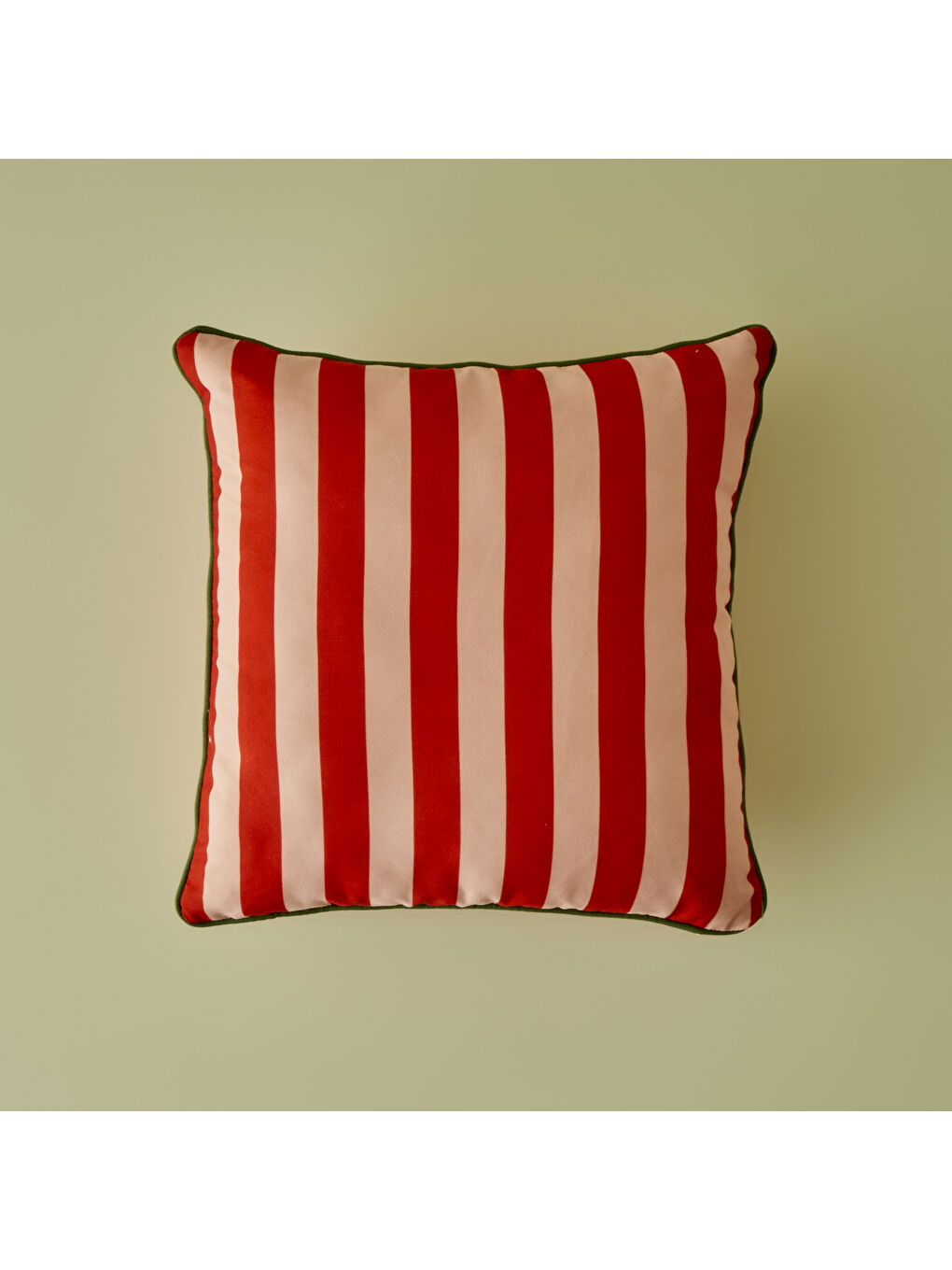 %100 Pamuk Line Biyeli Kırlent Kılıfı Kırmızı (43x43 cm)