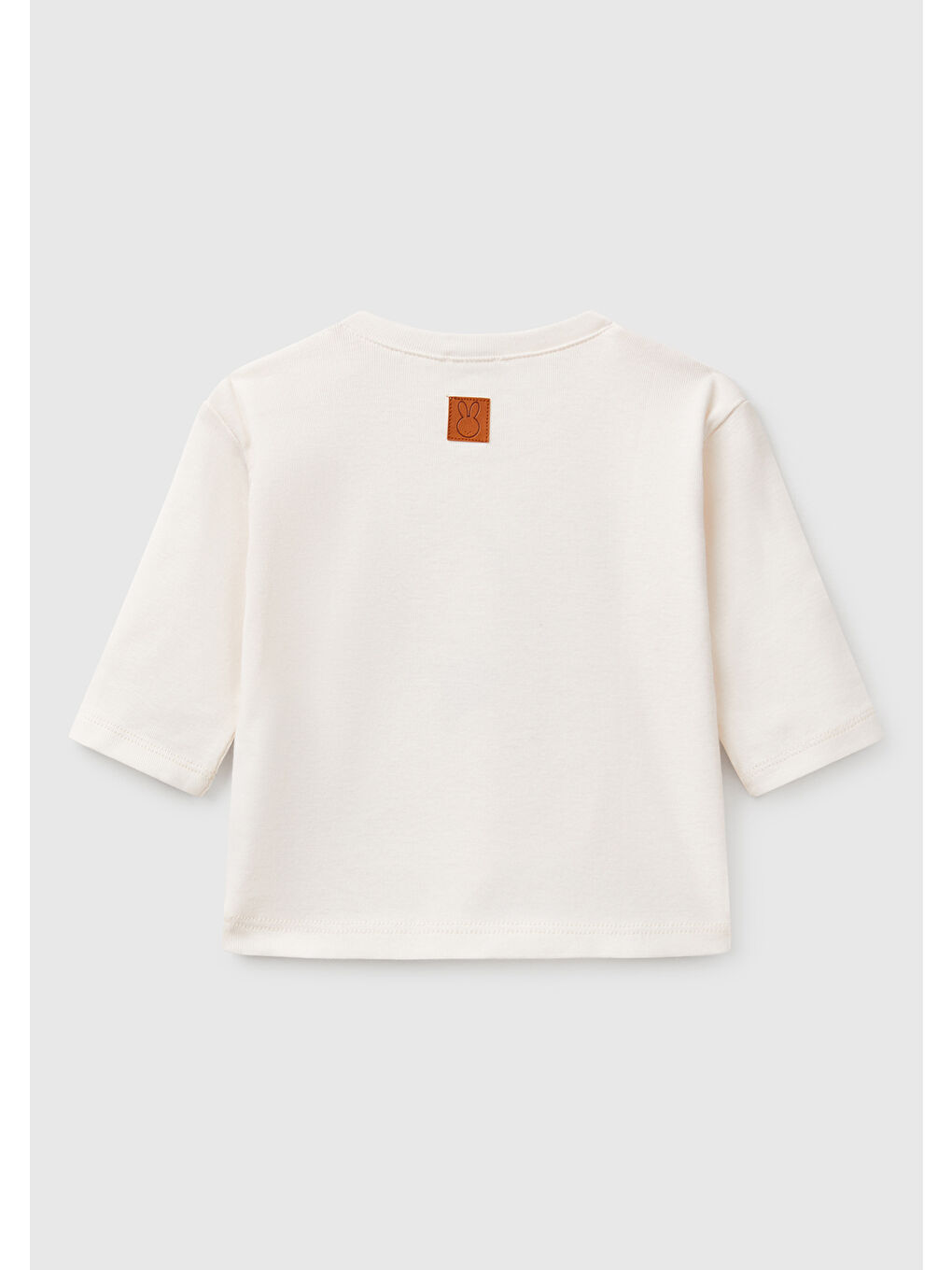 Bebek Ekru Grafik Baskılı Arkası Logo Detaylı Uzun Kollu Tişört-1