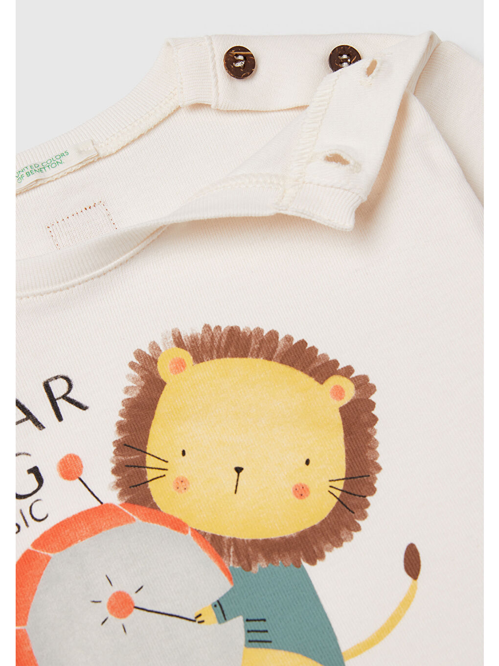 Bebek Ekru Grafik Baskılı Arkası Logo Detaylı Uzun Kollu Tişört-2