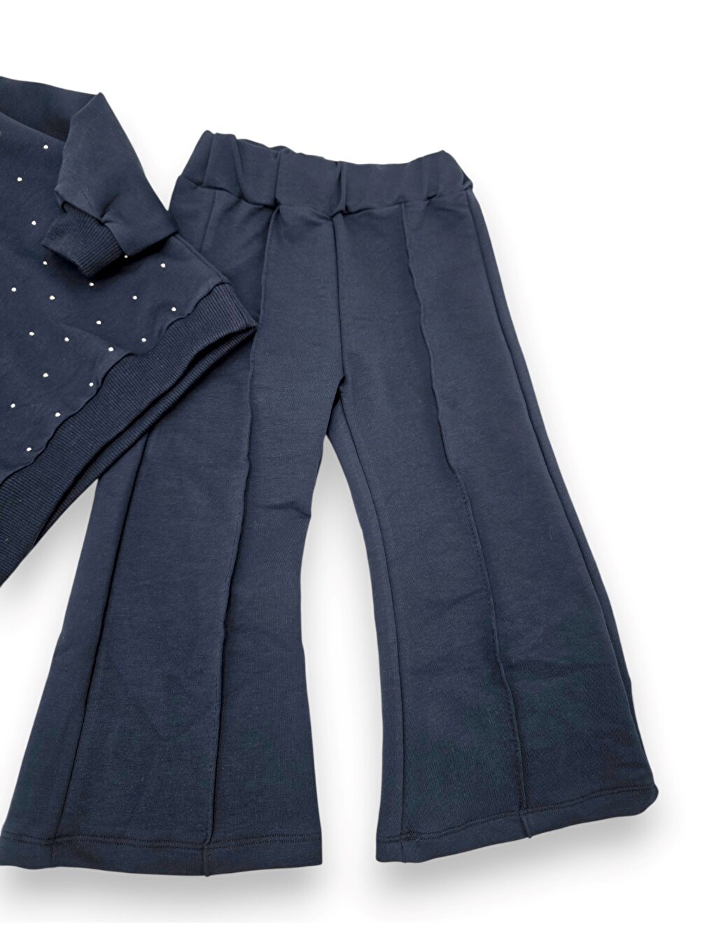 Lacivert Kız Çocuk Mevsimlik Taşlı, Çimalı Pantalonlu Alt Üst Eşofman Takımı-6