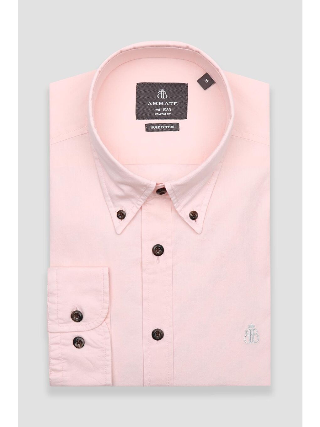 Mario Poplin Pamuklu Comfort Fit Pembe Düğmeli Yaka Erkek Düz Gömlek-4