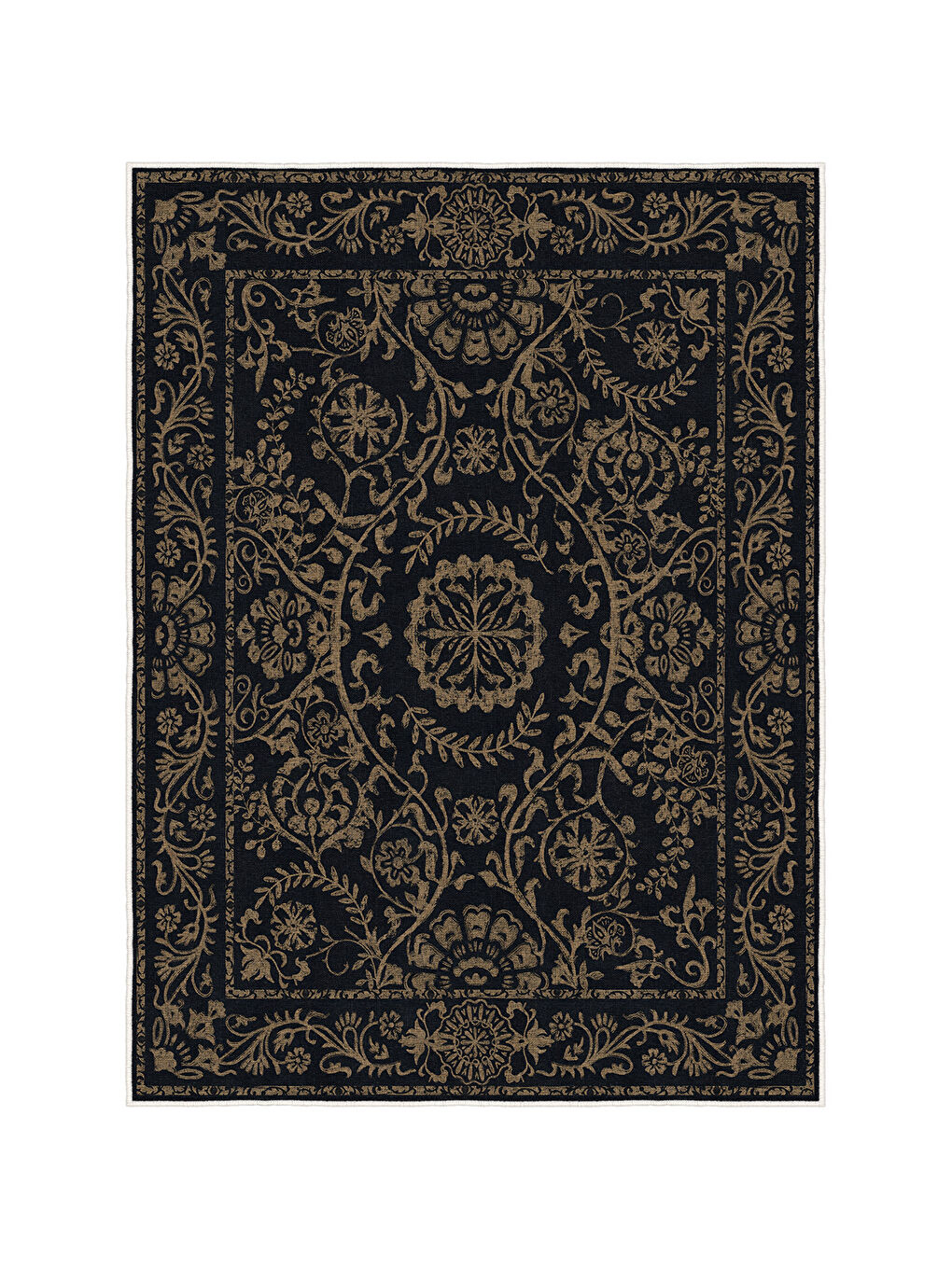 Siyah Dekoratif Özel Tasarım Yıkanabilir İnce Kaymaz Tabanlı Modern Halı KECE FR11