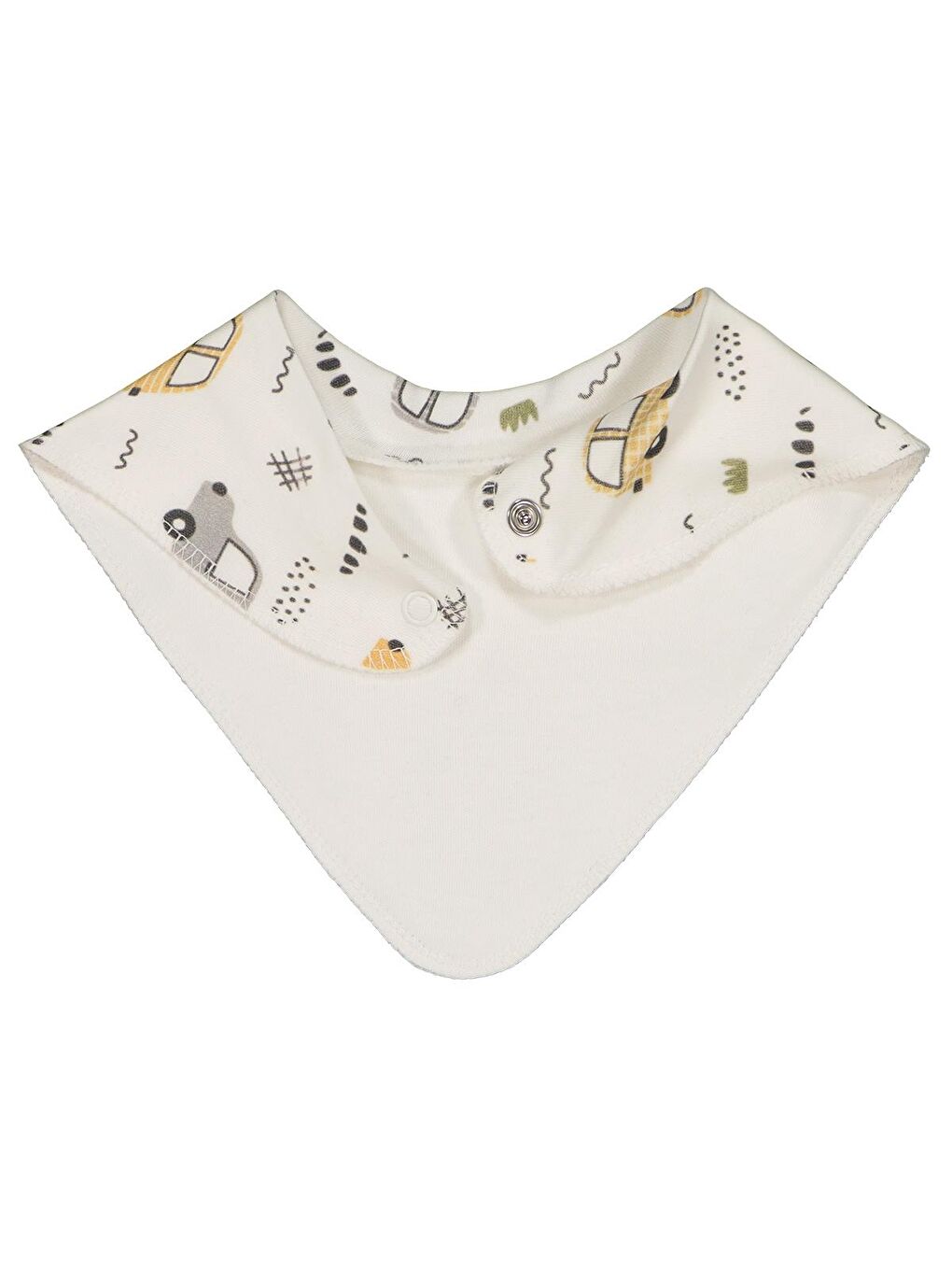 Baby Araba Baskılı Mama Önlüğü - Ekru Standart-1