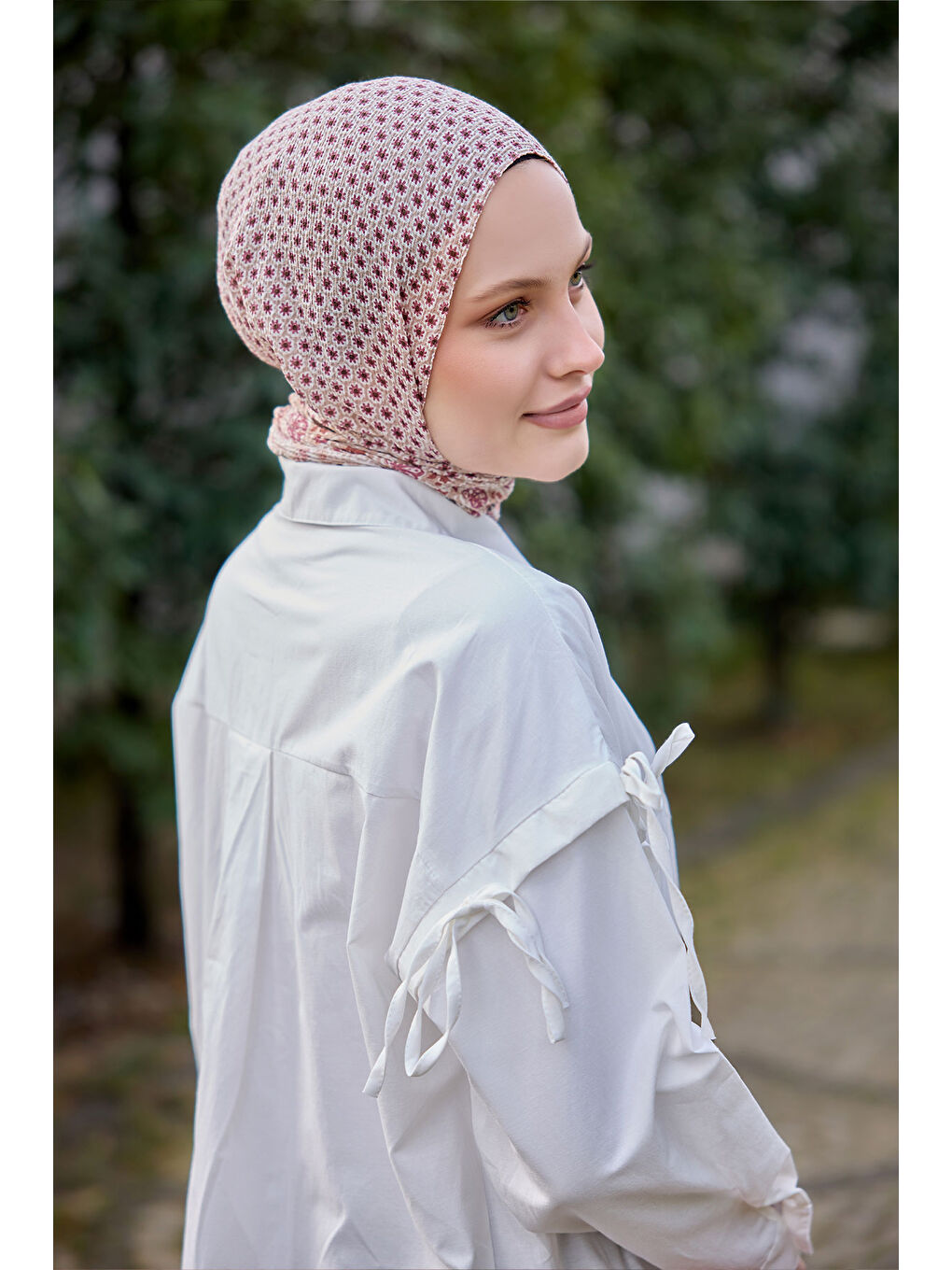 Kadın Kolu Bağcık Fiyonklu Gömlek Beyaz-2