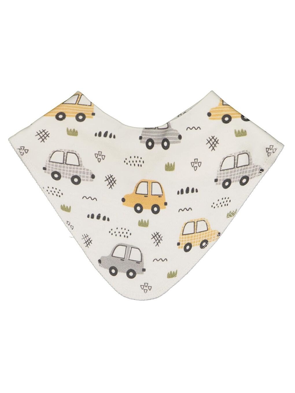 Baby Araba Baskılı Mama Önlüğü - Ekru Standart-2