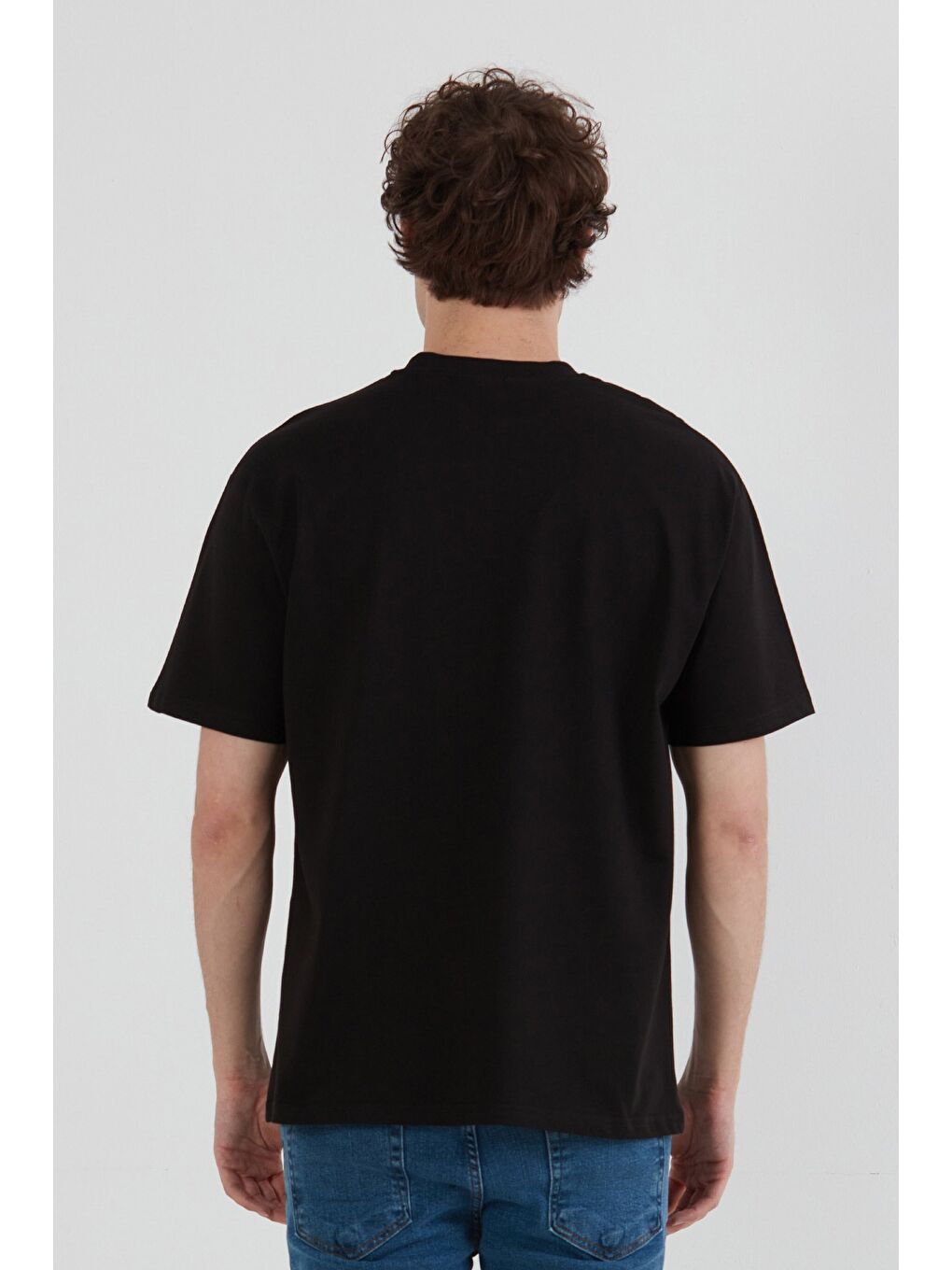 Siyah We Are Fearless Yazı Baskılı Bisiklet Yaka Tişört-3