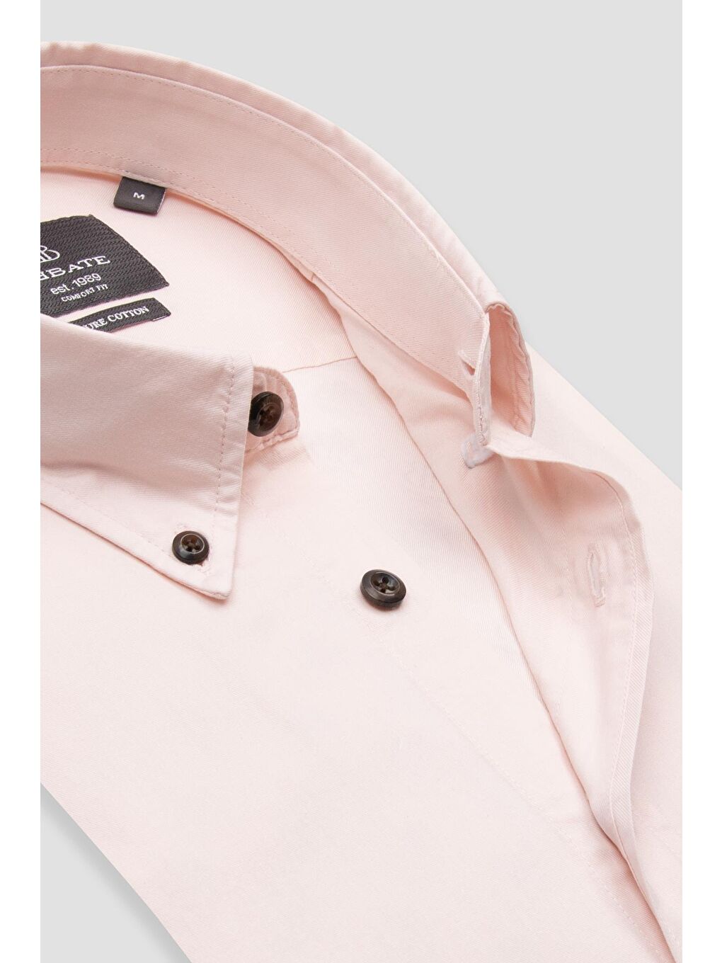 Mario Poplin Pamuklu Comfort Fit Pembe Düğmeli Yaka Erkek Düz Gömlek-5