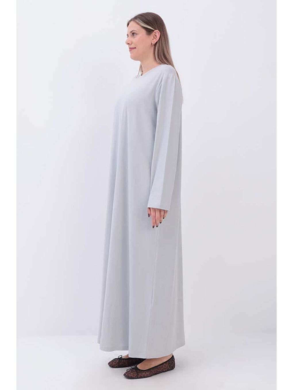 Gri-Uzun Kollu İçlik Elbise-2