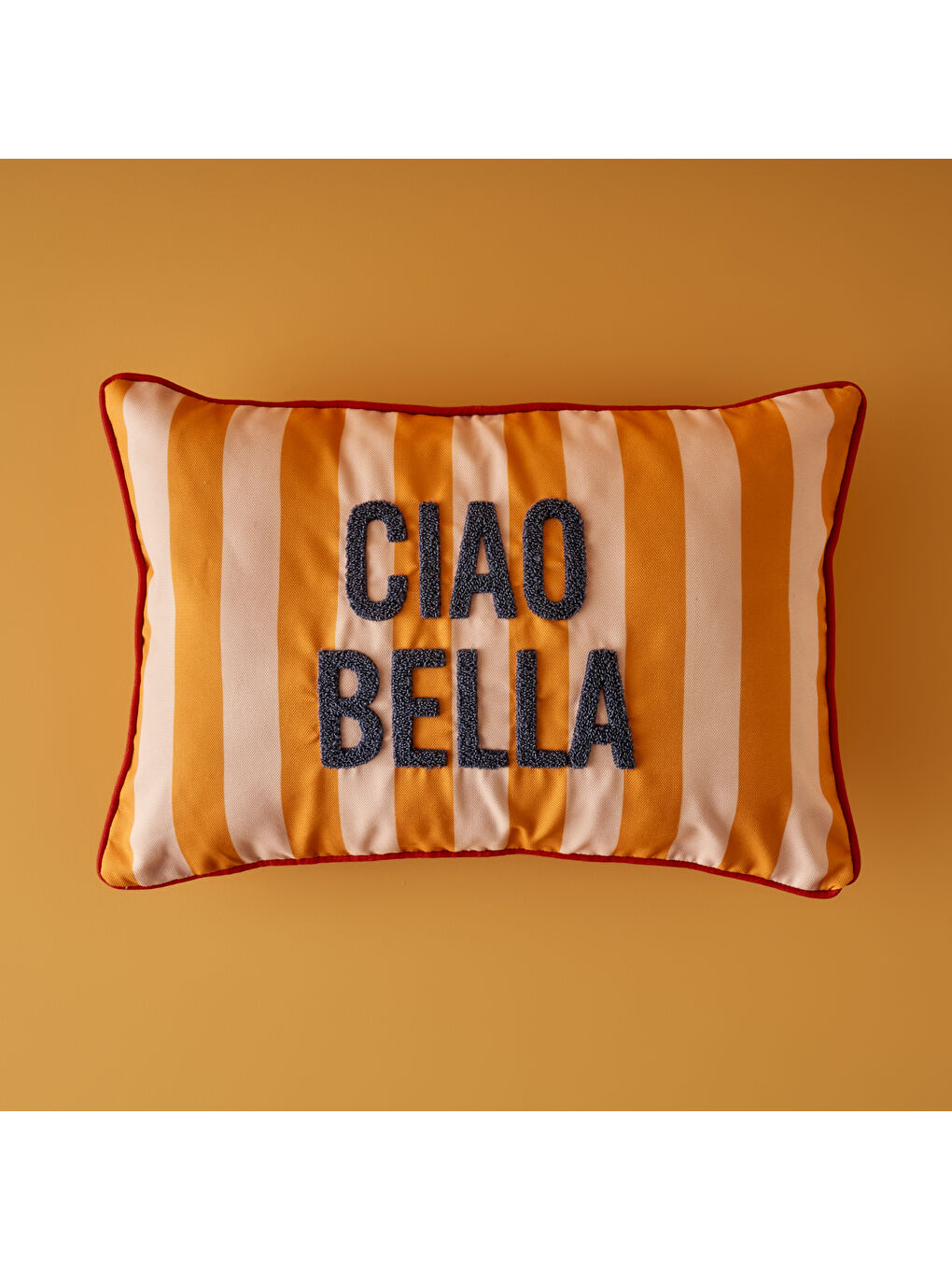 %100 Pamuk Line Mottolu Punchlı Kırlent Kılıfı Turuncu (35x50 cm)