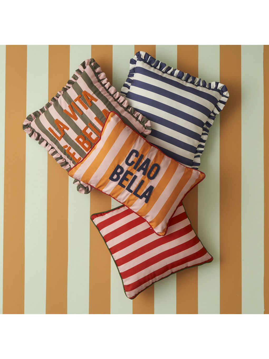 %100 Pamuk Line Mottolu Punchlı Kırlent Kılıfı Turuncu (35x50 cm)-3