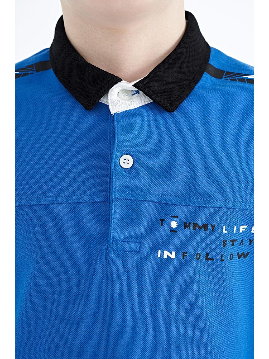 TOMMYLIFE Saks Baskı Detaylı Standart Kalıp Polo Yaka Erkek Çocuk T-Shirt - 11140 - 2