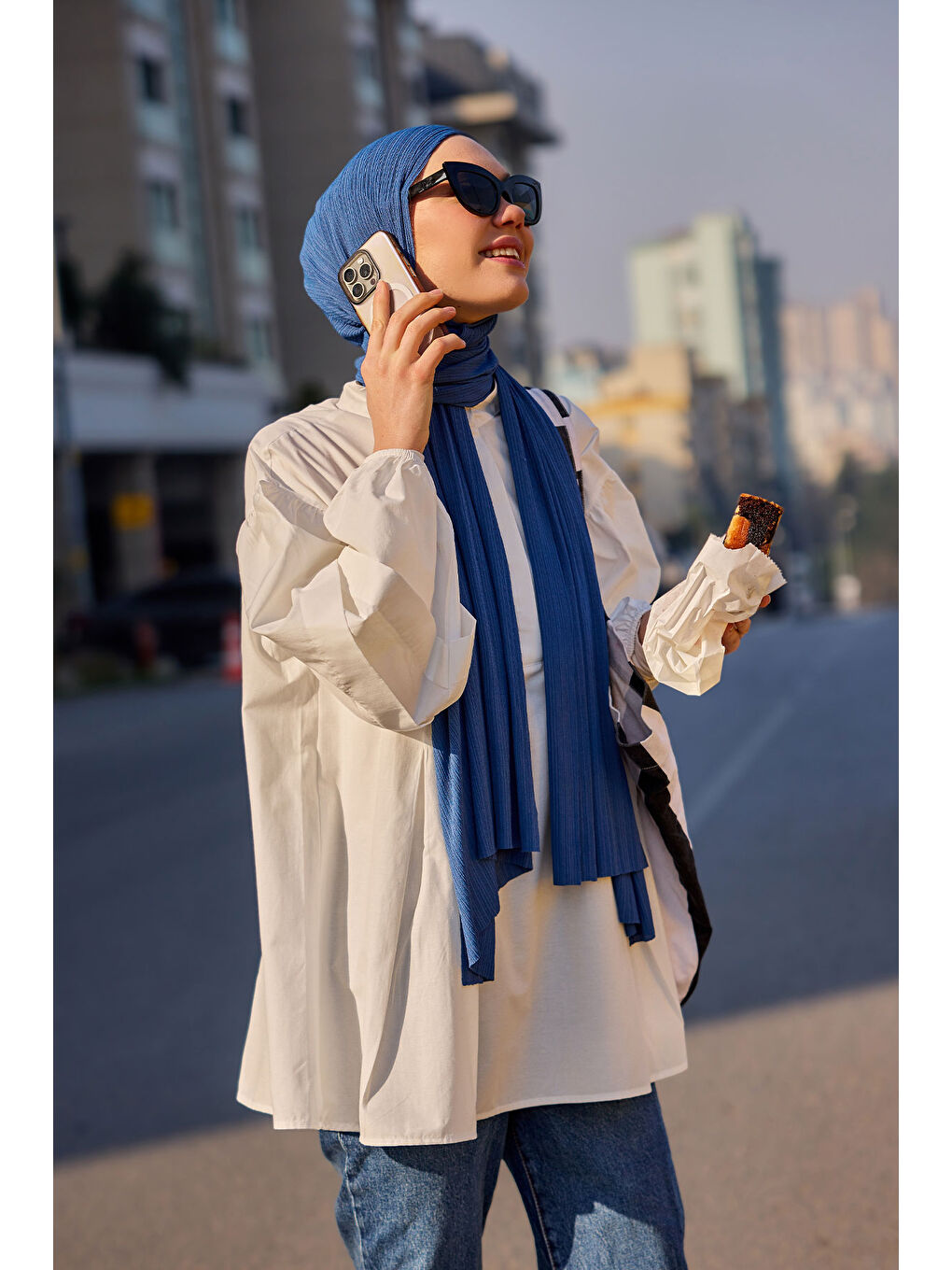 Kadın Balon Kol Pile Detaylı Tunik  Beyaz-2