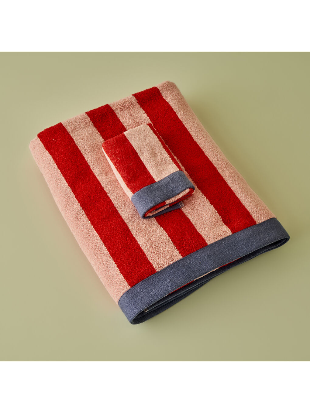 %100 Pamuk Line Banyo Havlusu Kırmızı (90x150 cm)-2