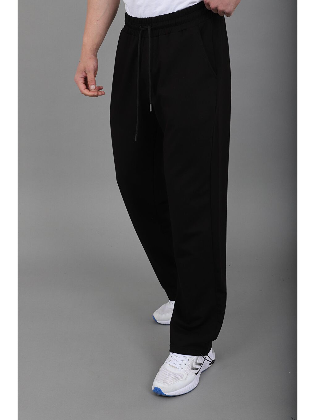 Siyah Düz 2 İp Baggy Eşofman Altı SPR_70135-3
