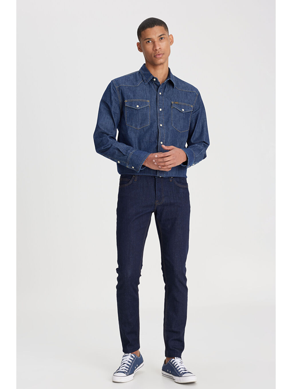 Lacivert Malone Skinny Fit Dar Kesim Normal Bel Koyu Mavi Esnek Jean Pantolon-1