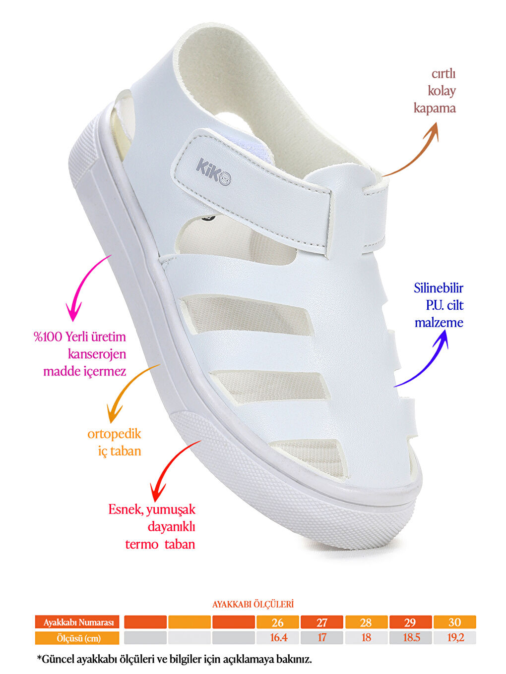 Beyaz Limba Cırtlı Kız Çocuk Sandalet-1