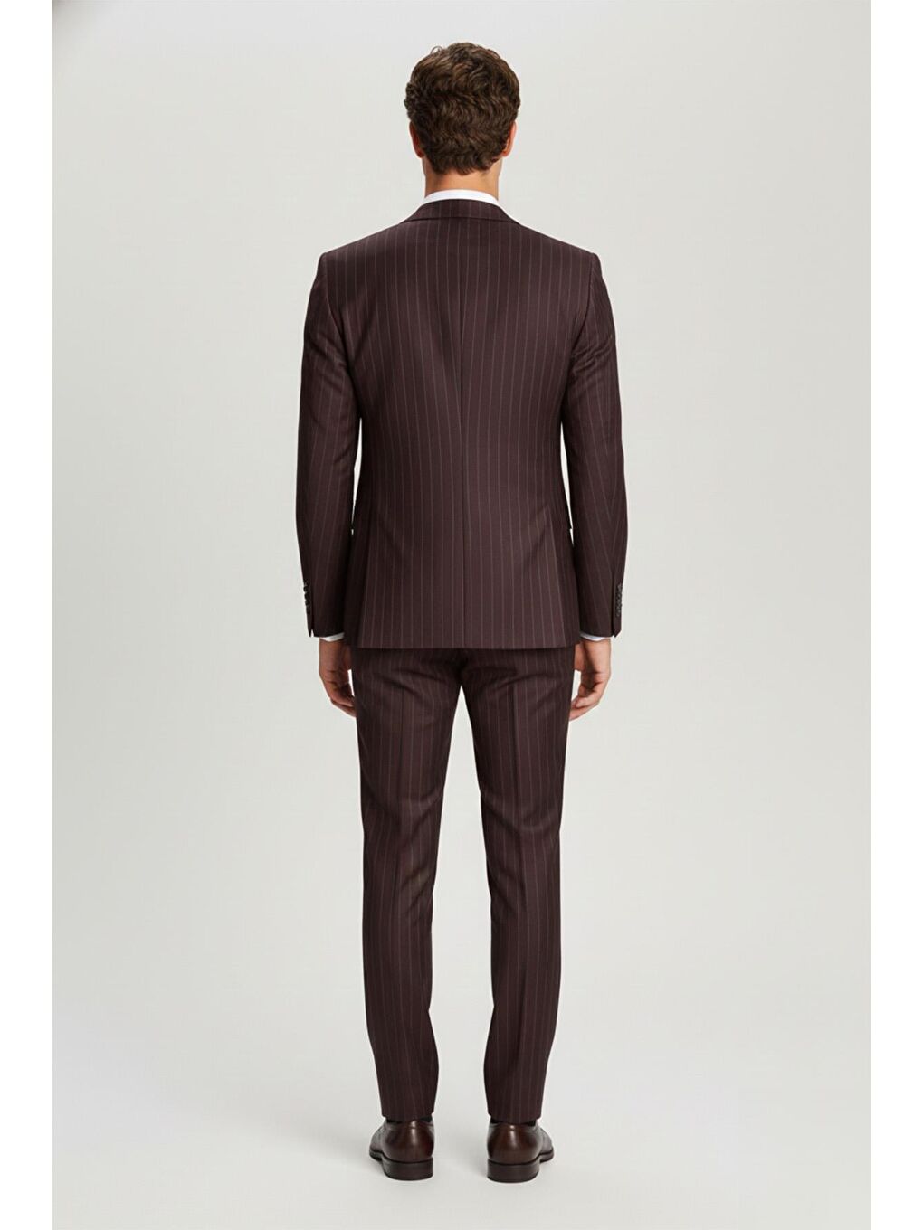 Giotelli Bordo Slim Fit Çizgili Mono Yaka Takım Elbisesuit-1