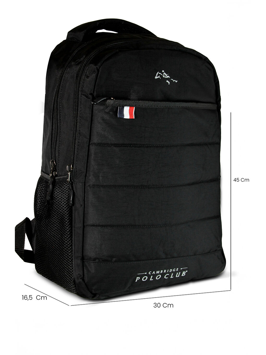 Siyah Minimalist Tasarım Unisex Çok Gözlü Sırt Çantası-2