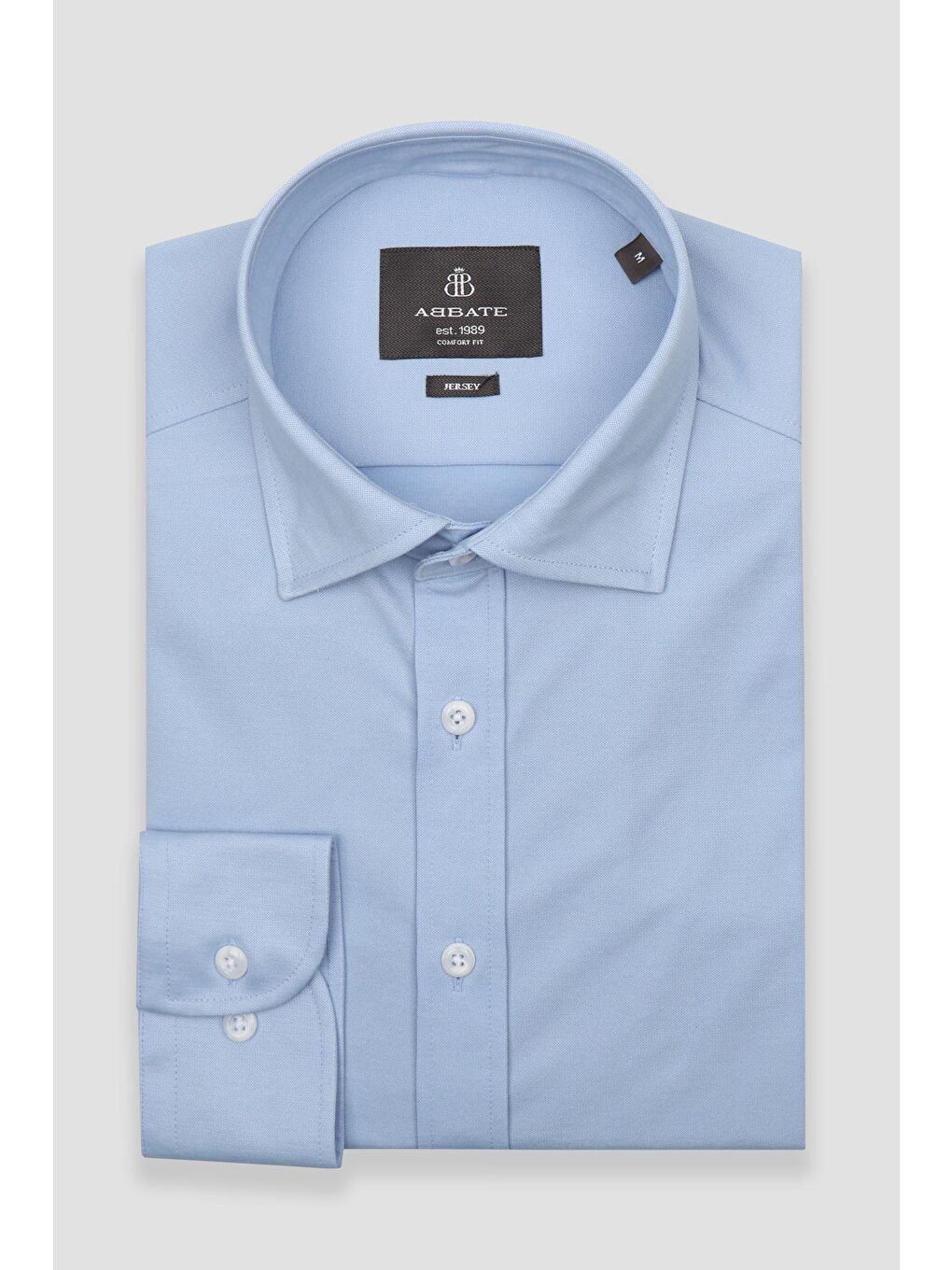 Floransa Jersey Pamuk Karışımlı Comfort Fit Mavi Klasik Yaka Erkek Düz Gömlek-4