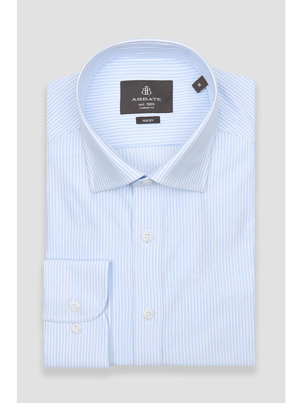 Floransa Jersey Pamuk Karışımlı Comfort Fit Açık Mavi Klasik Yaka Erkek Düz Gömlek-4