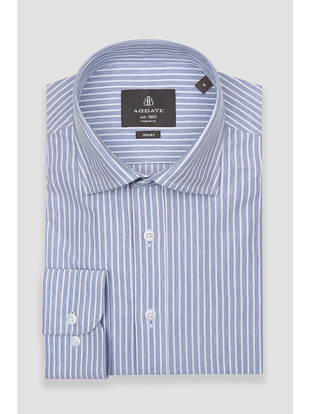 Floransa Jersey Pamuk Karışımlı Comfort Fit Lacivert Klasik Yaka Erkek Çizgili Gömlek-4