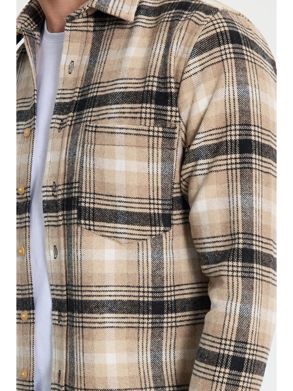 Karışık Erkek Regular Fit Klasik Kesim Büyük Kareli Tep Cepli Oduncu Gömlek-2