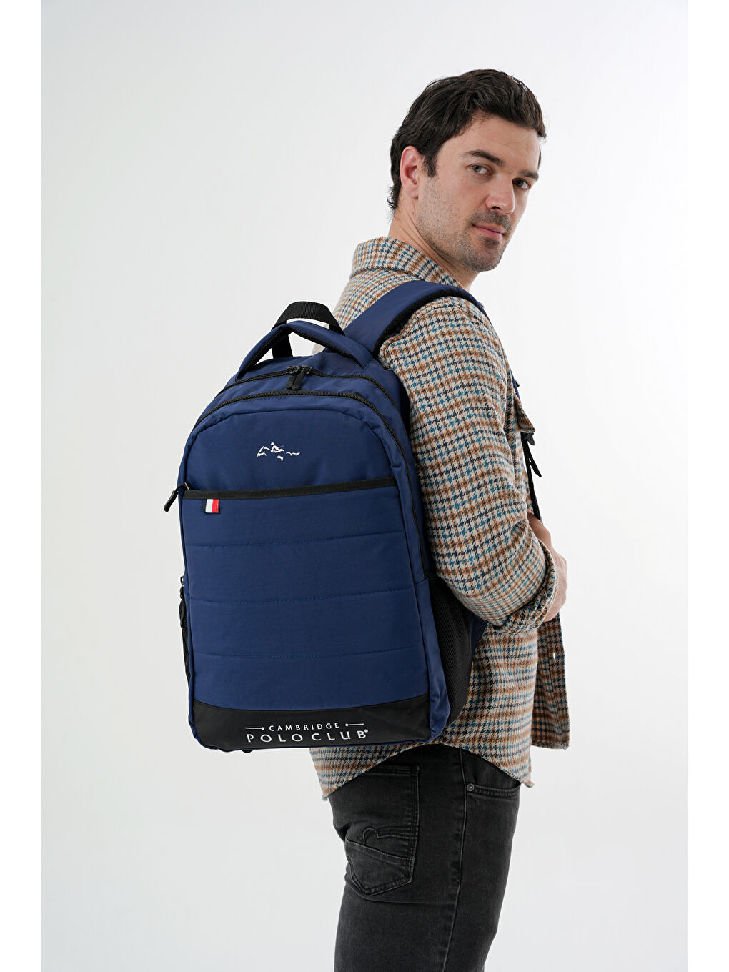 Lacivert Minimalist Tasarım Unisex Çok Gözlü Sırt Çantası-4