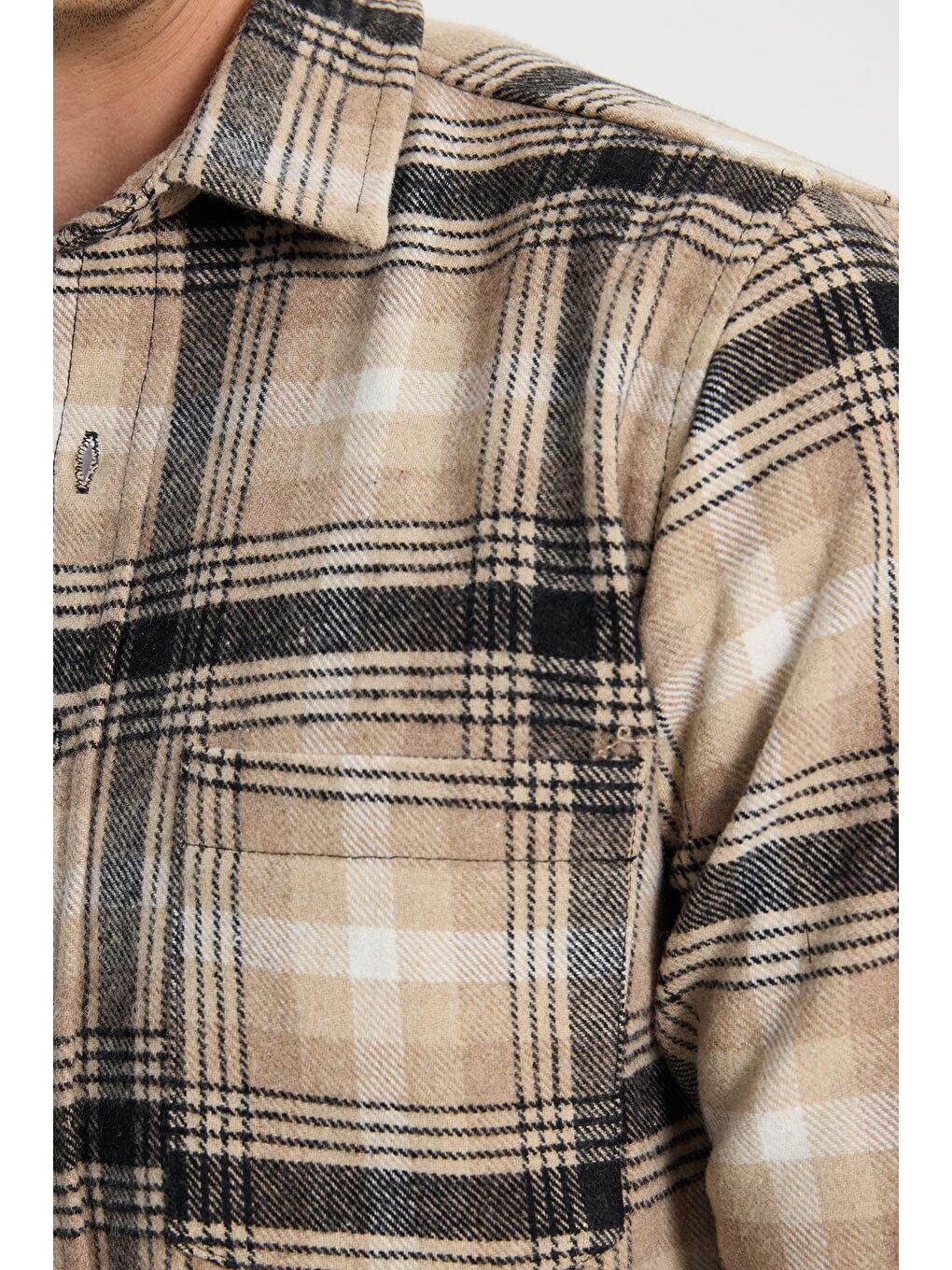 Karışık Erkek Regular Fit Klasik Kesim Büyük Kareli Tep Cepli Oduncu Gömlek-5