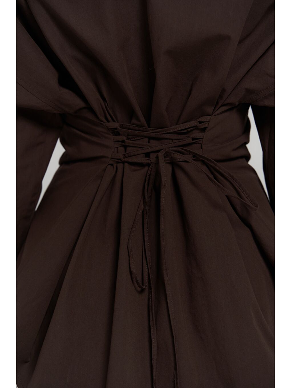 Kahverengi Novers İp Detay Kahve Gömlek-6