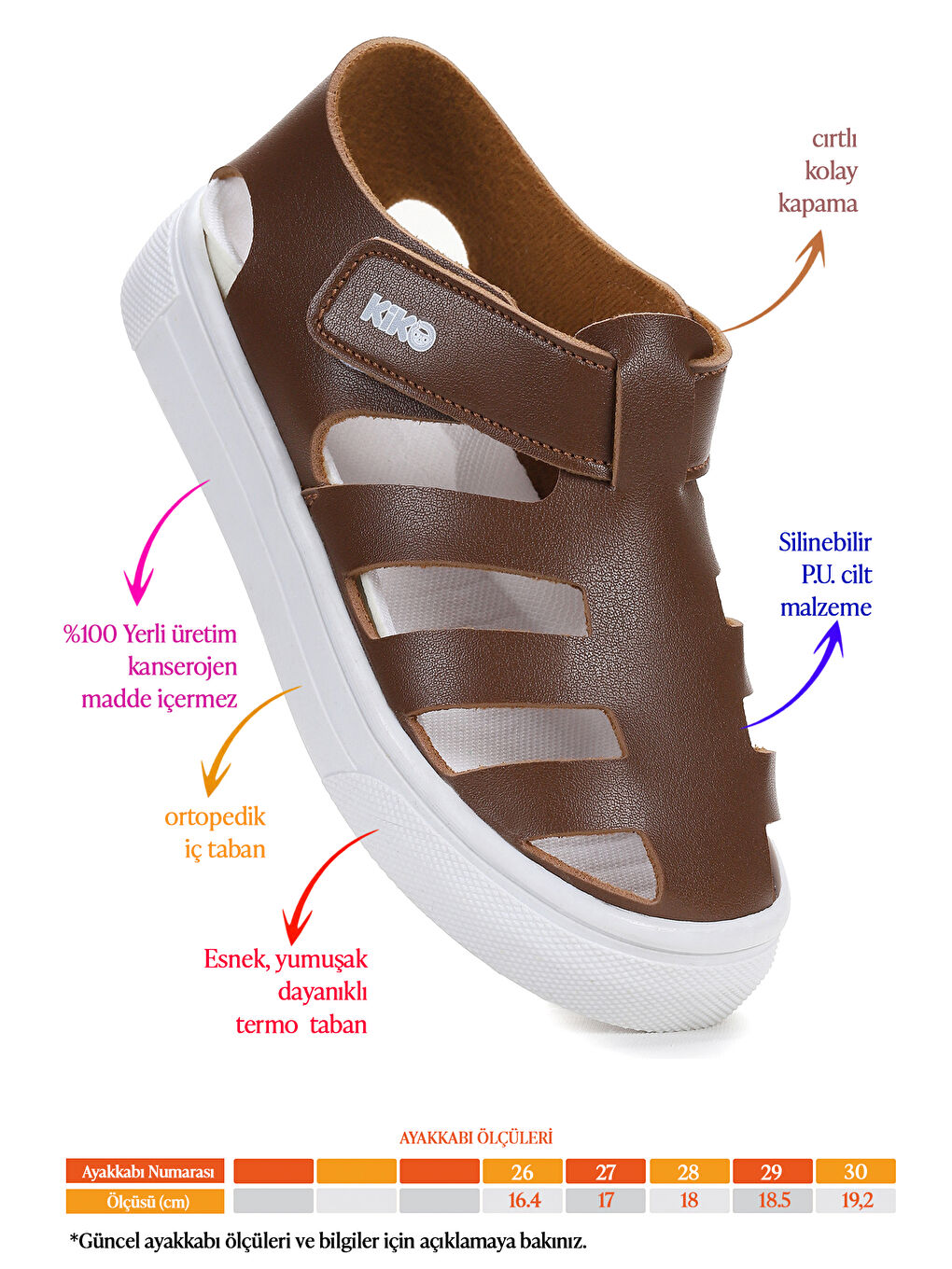 Kahverengi Limba Cırtlı Erkek Çocuk Sandalet-1