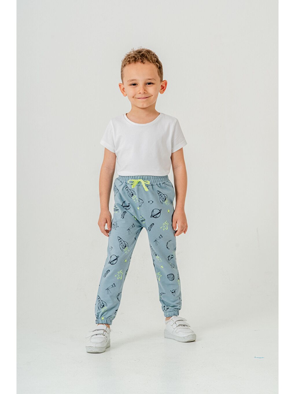 Petrol Gezegen Baskılı Erkek Çocuk Eşofman Altı-1