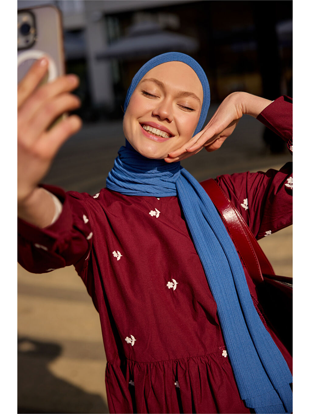 Kadın Nakış İşlemeli Yandan Bağlamalı Tunik Bordo-1