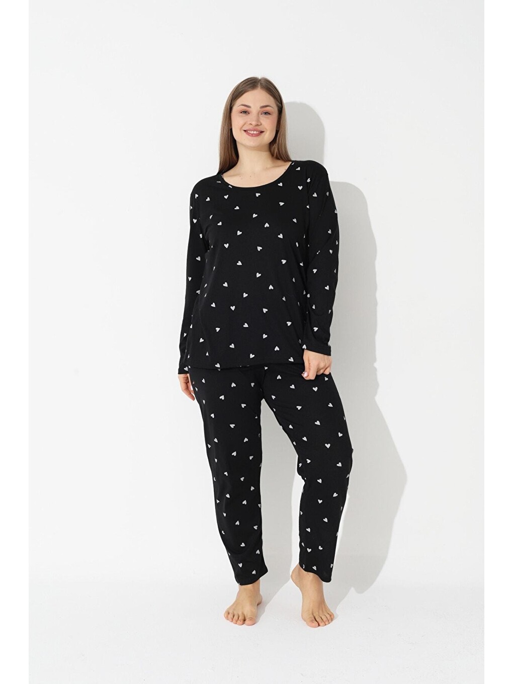 Karışık Curve Büyük Beden Battal Boy Pamuklu Pijama Takımı-1