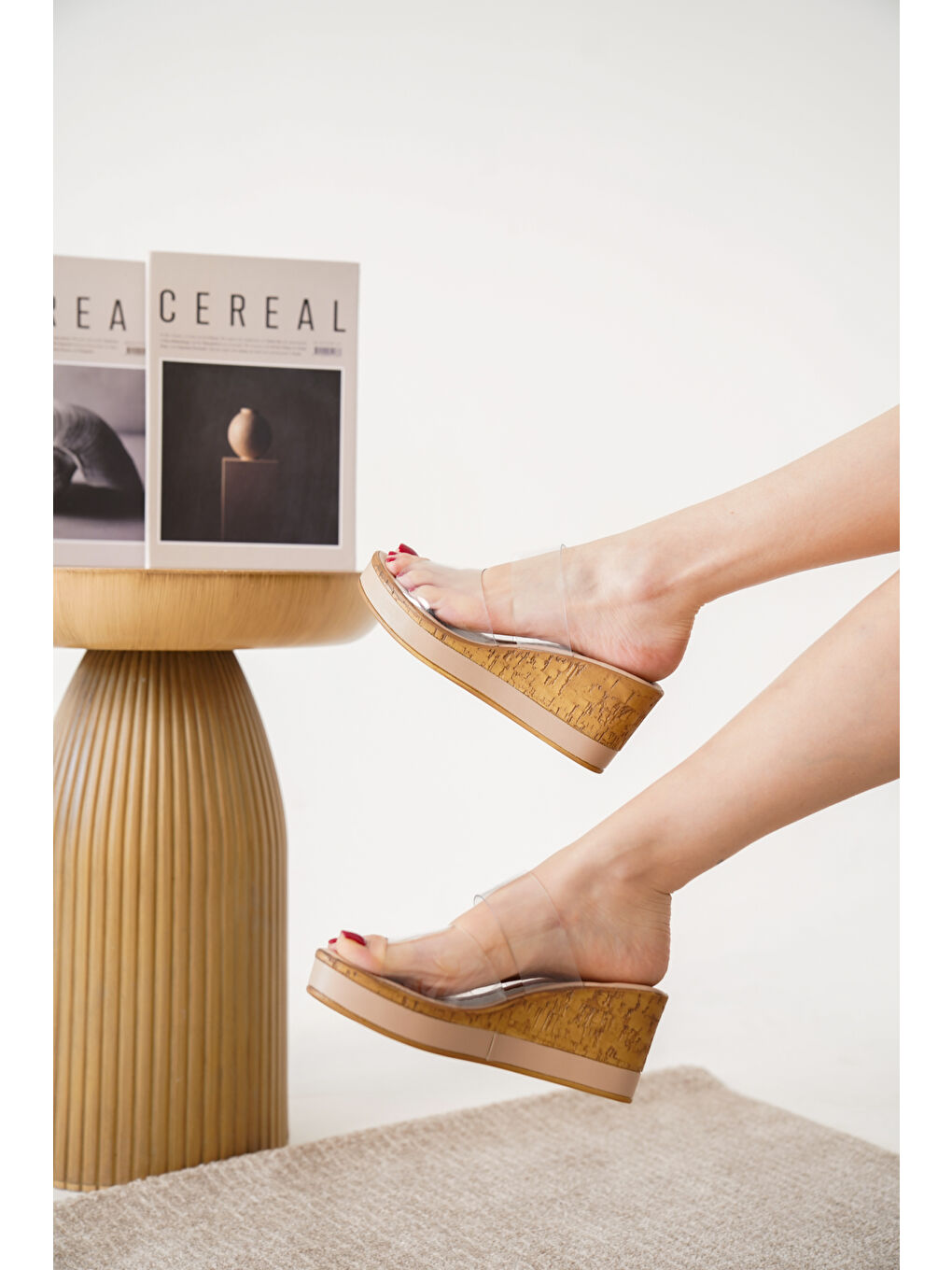 Bej D02002 Günlük Ortopedik Dolgu Topuklu Kadın Terlik-3