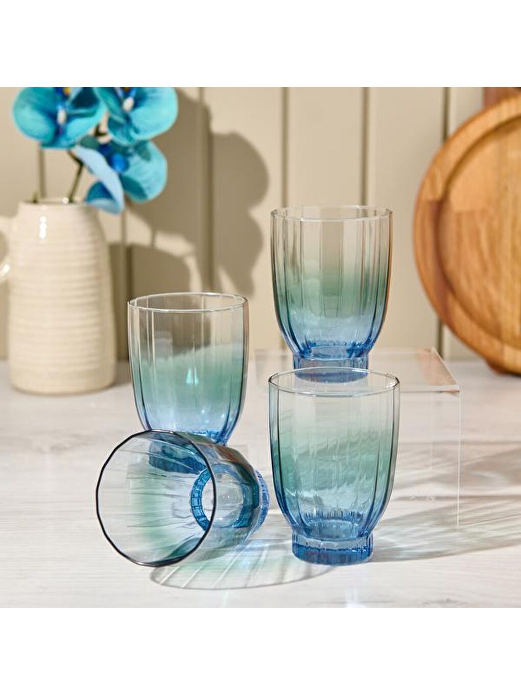 RAKLE Elite 4'lü Meşrubat Bardağı - Mavi - 320 ml