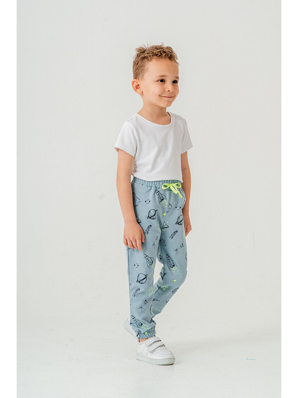 Petrol Gezegen Baskılı Erkek Çocuk Eşofman Altı-3