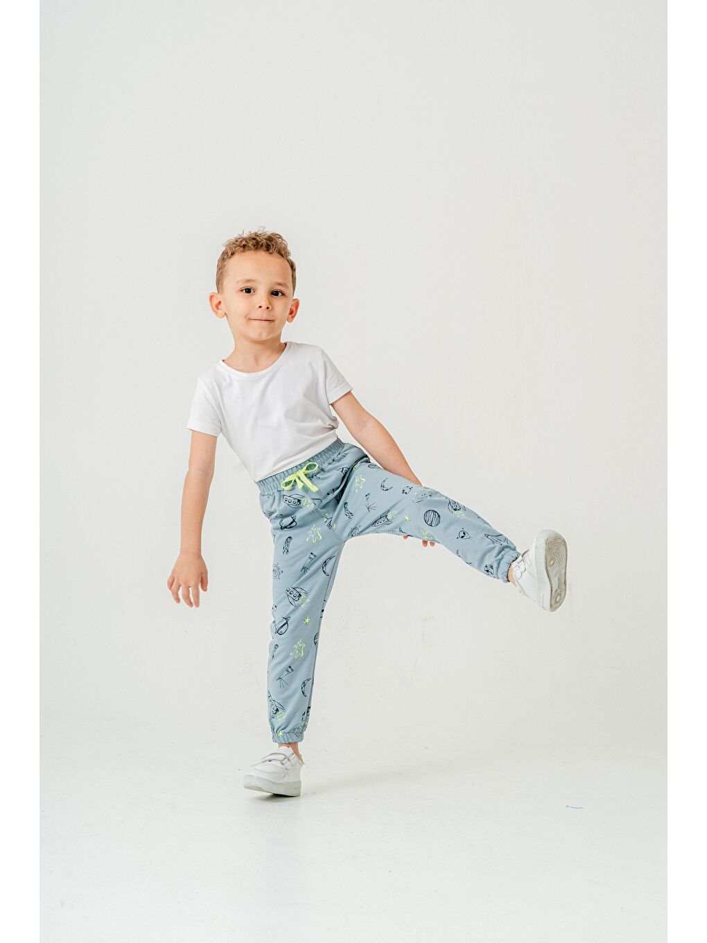 Petrol Gezegen Baskılı Erkek Çocuk Eşofman Altı-4