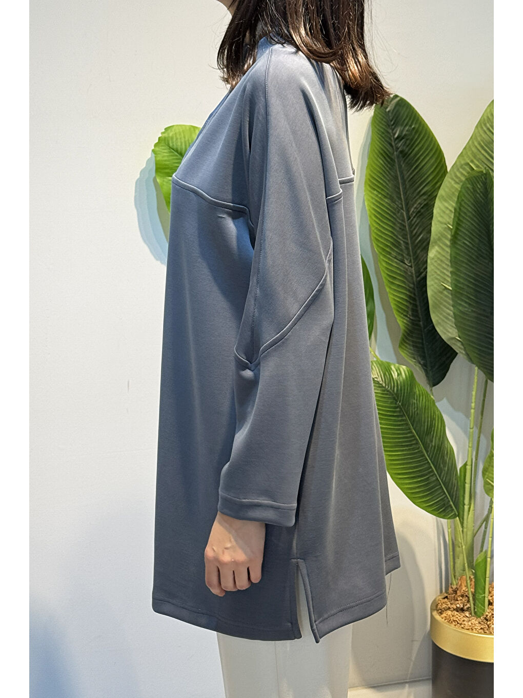 Ön Kısmı Fermuar Detay Tunik 10611 Antrasit-2