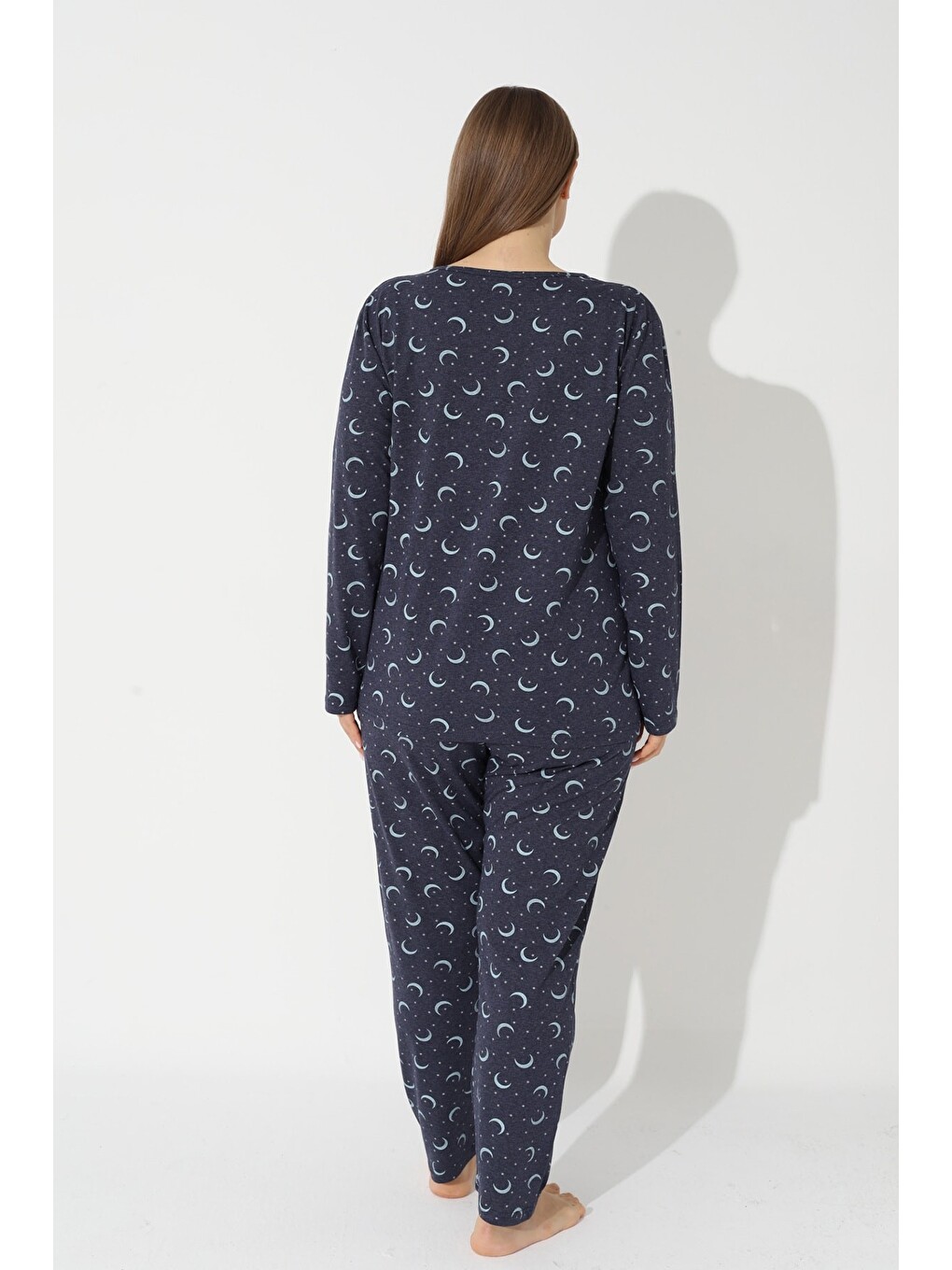 İndigo Curve Büyük Beden Battal Boy Pamuklu Pijama Takımı-2