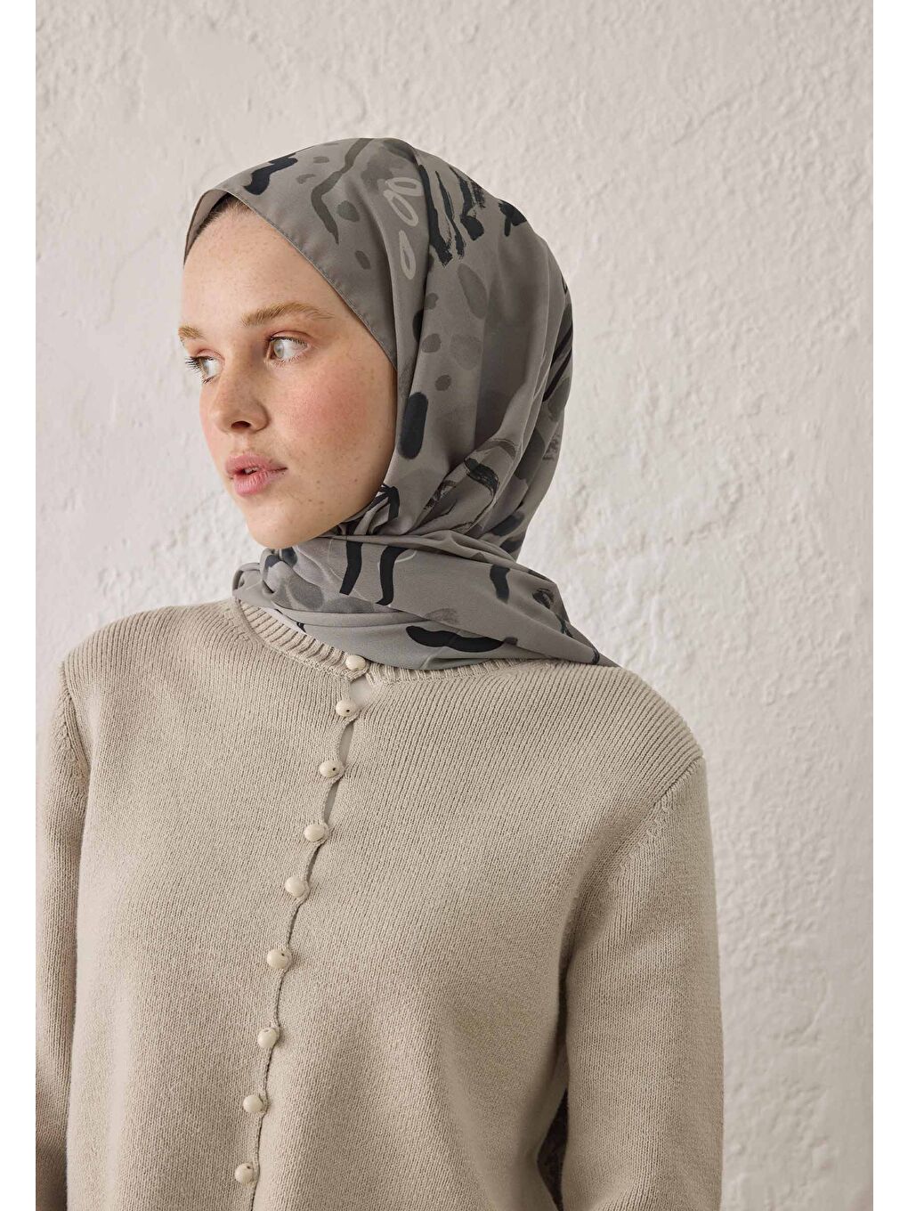 Aura Desen Şal Gri-1