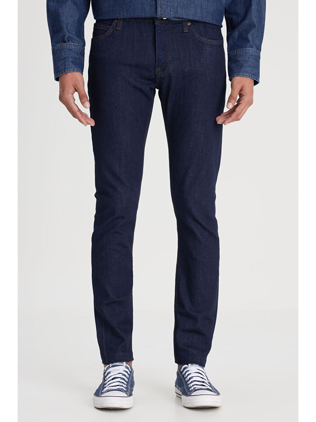 Lacivert Malone Skinny Fit Dar Kesim Normal Bel Koyu Mavi Esnek Jean Pantolon-4