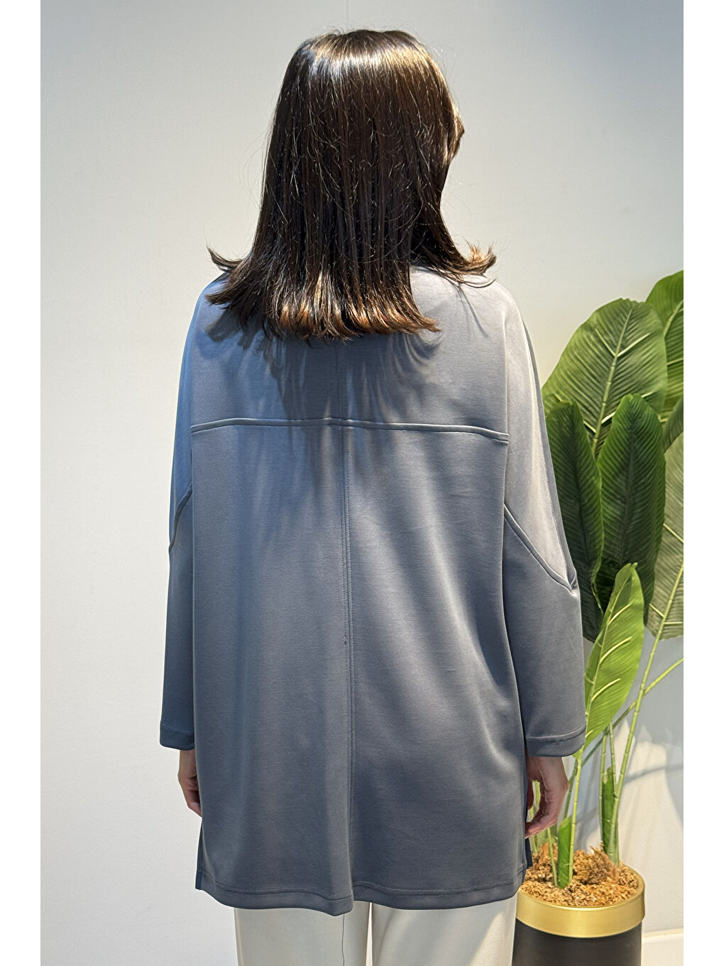 Ön Kısmı Fermuar Detay Tunik 10611 Antrasit-3