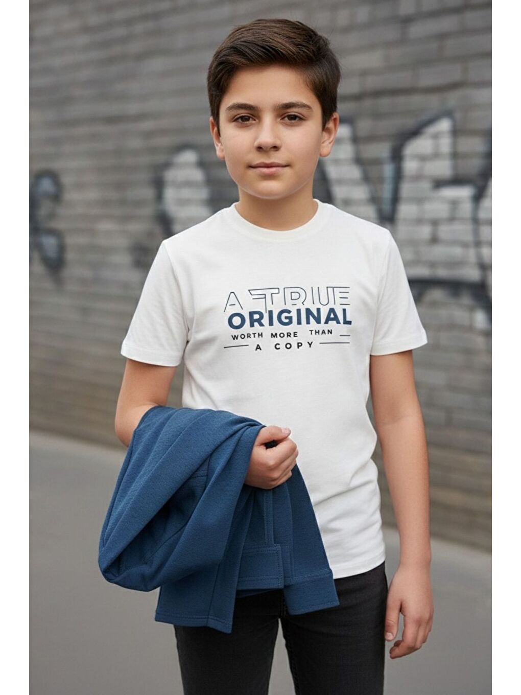 Mavi Gömlek Tişört İkili Üst Takım-2