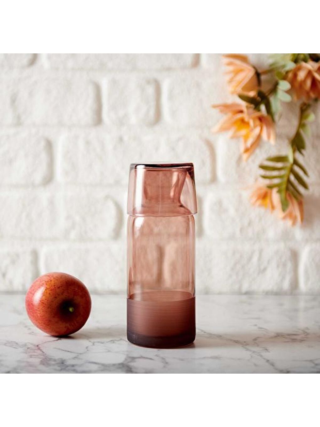 RAKLE Matte Bardaklı Sürahi - Kahverengi - 700 ml