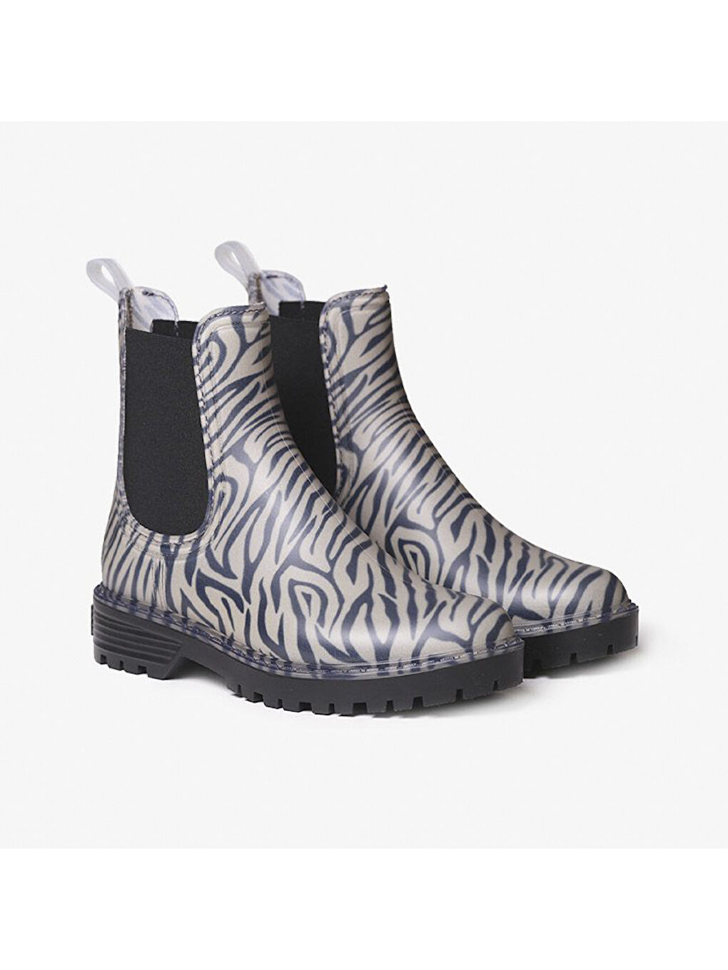 Siyah Kadın Bot (Yağmur ) Calvi Ankle Boot Water Zebra-1
