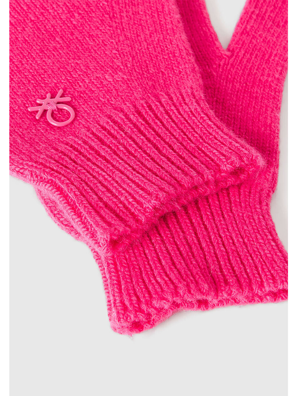 Kız Çocuk Pembe Yün ve Viskoz Karışımlı Logo Nakışlı Eldiven-2