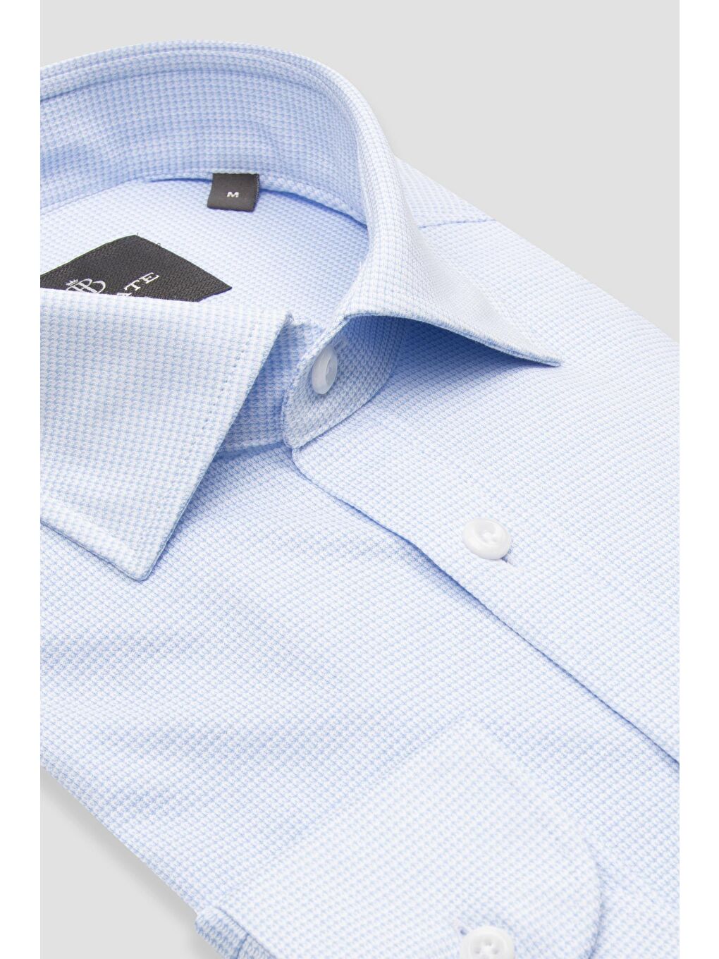 Floransa Jersey Pamuk Karışımlı Comfort Fit Açık Mavi Klasik Yaka Erkek Desenli Gömlek-1
