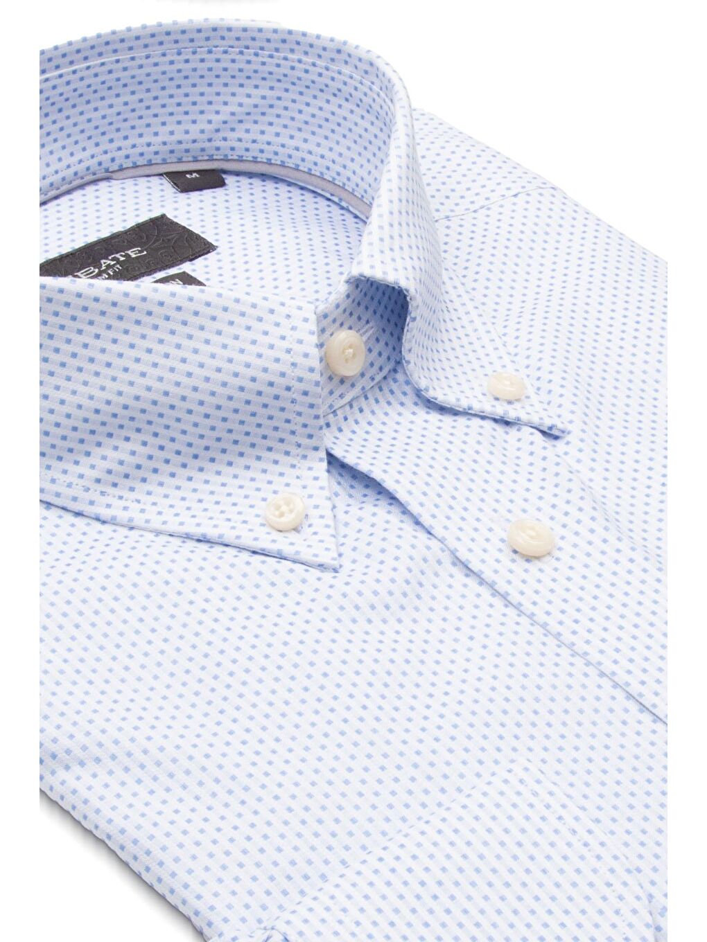 Carlo Armür Pamuklu Slim Fit Açık Mavi Düğmeli Yaka Erkek Baskılı %100 Pamuk Gömlek-1