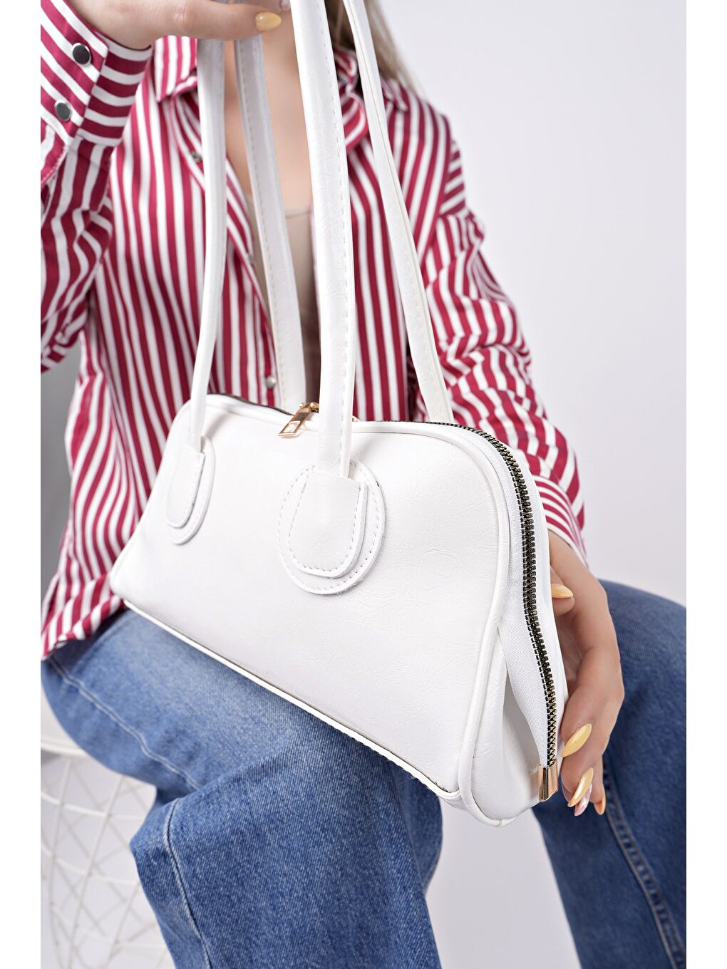 Beyaz GRACEYLN Kadın El ve Omuz Çantası-3