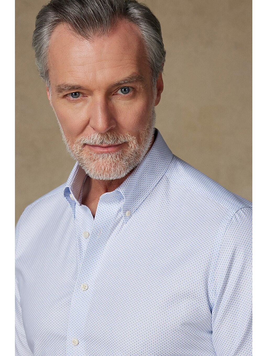 Carlo Armür Pamuklu Slim Fit Açık Mavi Düğmeli Yaka Erkek Baskılı %100 Pamuk Gömlek-3